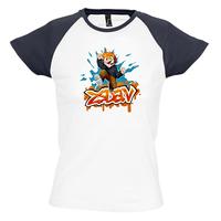 Kép 2/4 - ZsDav - Graffiti színes vállú női póló