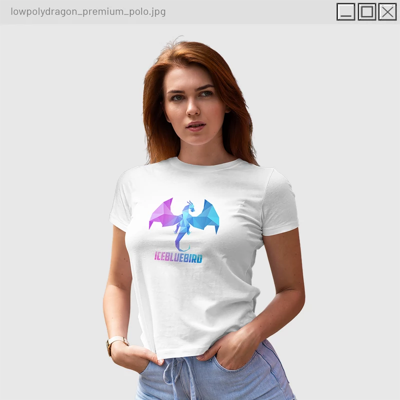 IceBlueBird - Low Poly Dragon PRÉMIUM póló