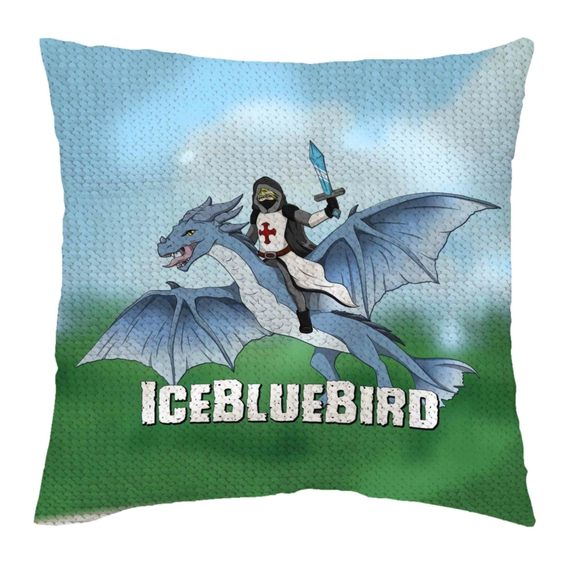 IceBlueBird - Jégsárkány flitteres díszpárna
