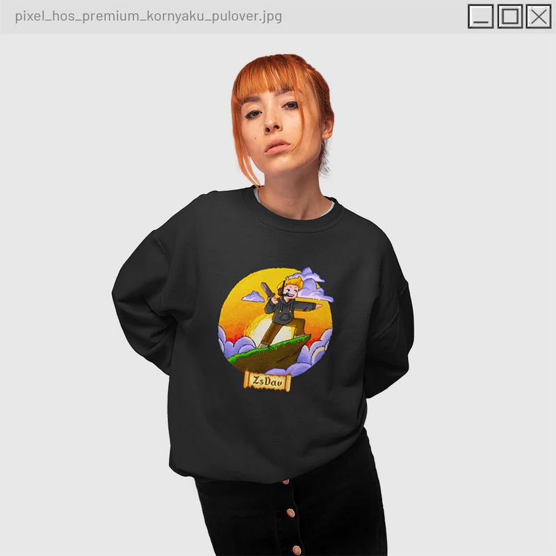 Zsdav - Pixel hős PRÉMIUM környakú pulóver